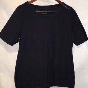 Talbots Navy Textured Cotton Top | Size MP